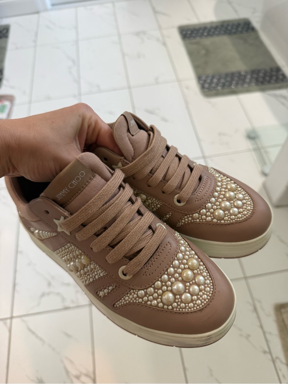 NEW - Jimmy Choo Women's Hawaii Beaded Low Top Sneakers